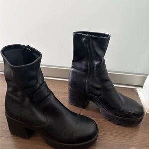 Call it Spring Chunky Black Ankle Boots